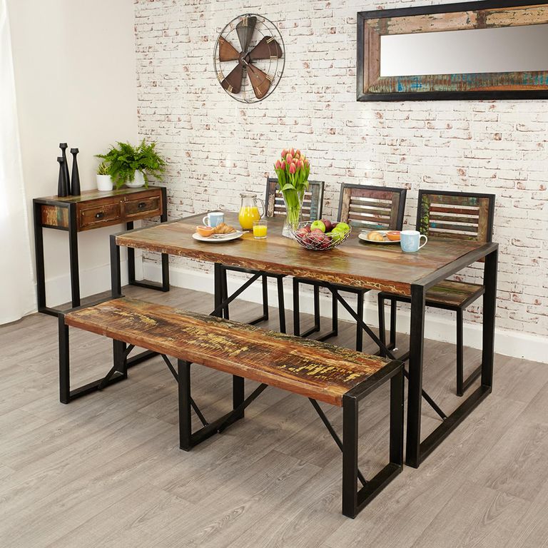 Urban Chic Reclaimed Wood Dining Table - 6 Seater - 180cm - Large