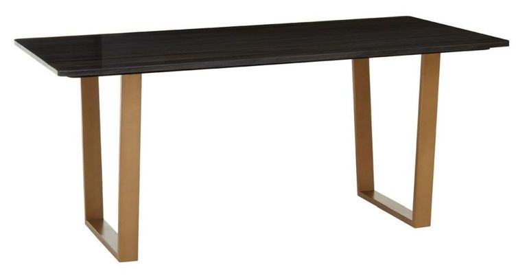 Varana Dining Table - 6 Seater - 180cm - Black Marble with Gold Base
