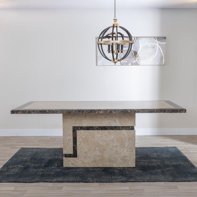 Venice 6 Seater Cream Marble Dining Table - Sizes Available
