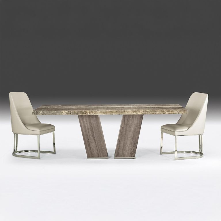 Vertigo Dining Table - Marble with Wooden Pedestal Base - Variation Available