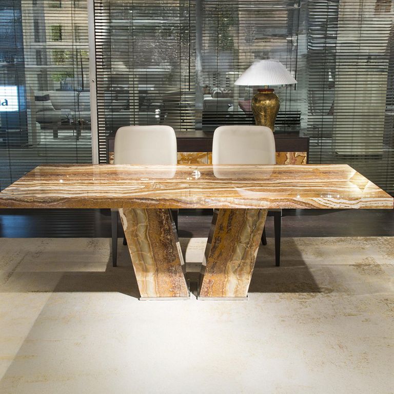 Vertigo Dining Table - Marble with Pedestal Base - Variation Available