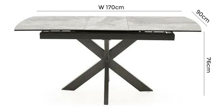 Valerius Extending Dining Table - 6-8 Seater - 170-220cm - Grey Ceramic