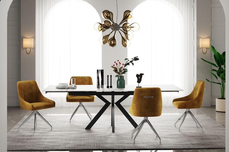 Vida Pearla Grey Ceramic 4-6 Seater Extending Dining Table