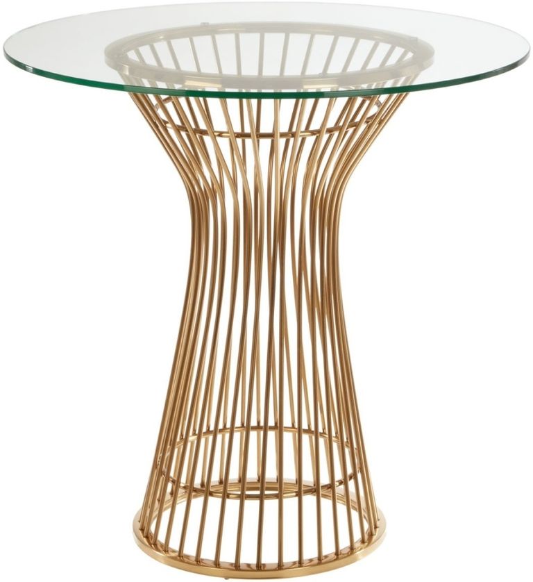 Vogue Dining Table - 2 Seater - Round - Glass with Gold Base