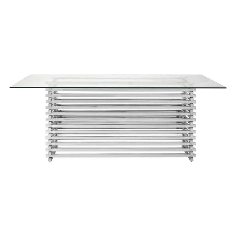 Vogue Dining Table - 8 Seater - Glass with Chrome Base