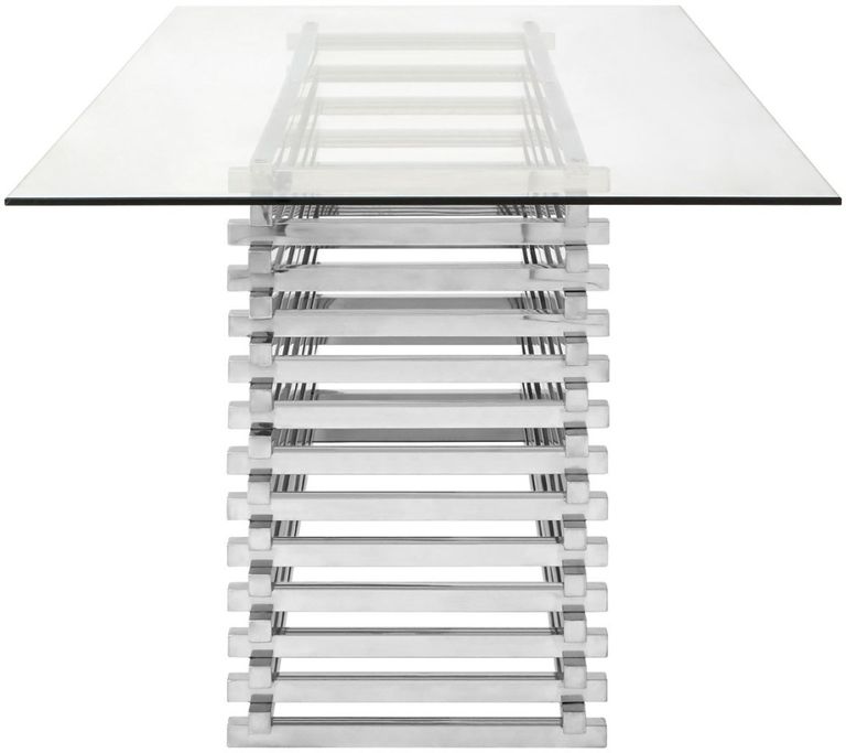 Vogue Dining Table - 8 Seater - Glass with Chrome Base
