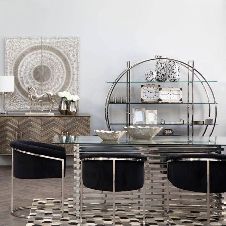 Vogue Dining Table - 8 Seater - Glass with Chrome Base