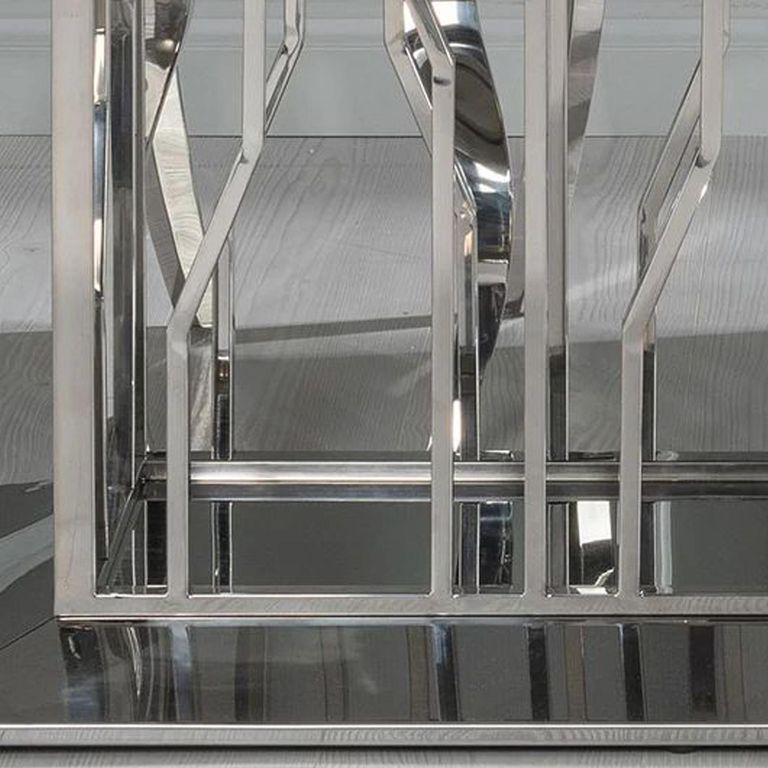 Vortex 8 Seater Grey Marble and Chrome Dining Table - 220cm