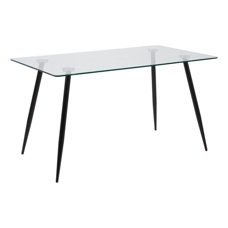 Wilma Dining Table - 4 Seater - 140cm - Glass Top and Black
