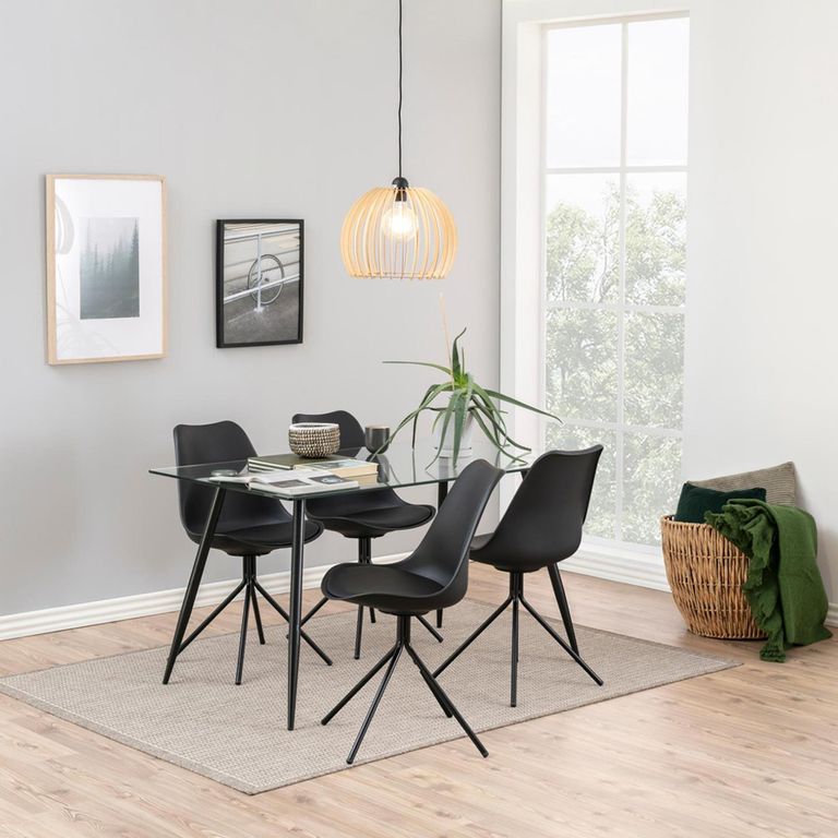 Wilma Dining Table - 4 Seater - 140cm - Glass Top and Black
