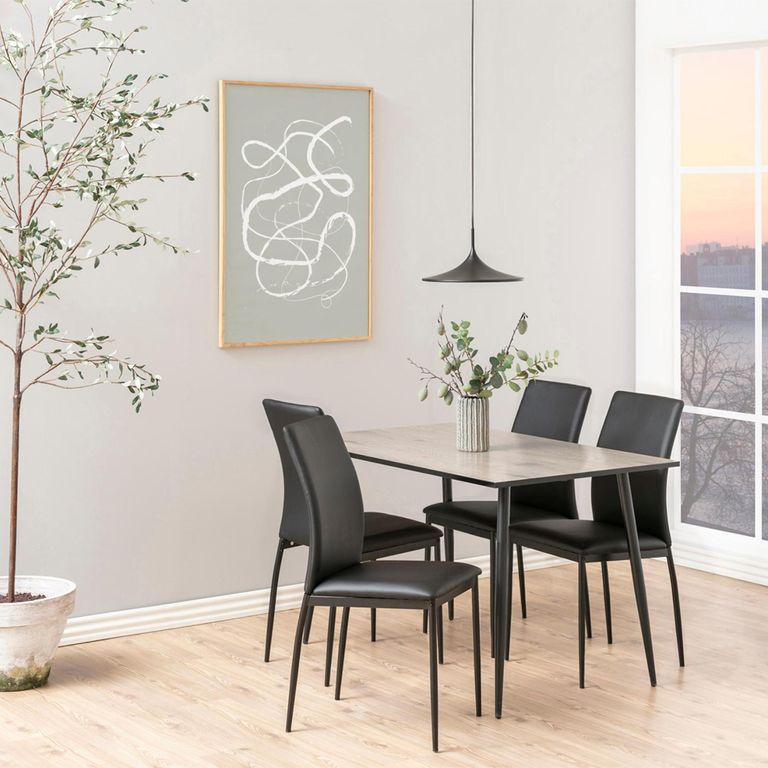 Wilma Dining Table - 4 Seater - 120cm - White Oak and Black