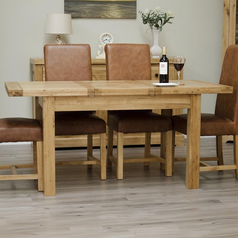 Deluxe Extending Dining Table - 4-6 Seater - 122cm-167cm - Butterfly - Oak