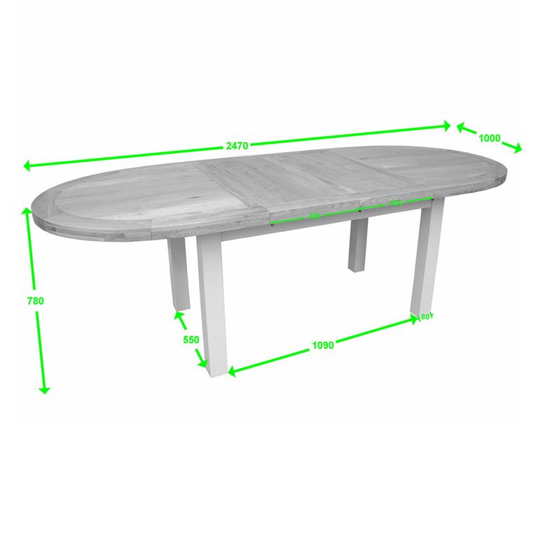 Deluxe Painted Oval Extending Dining Table - 6-10 Seater - 167cm-247cm