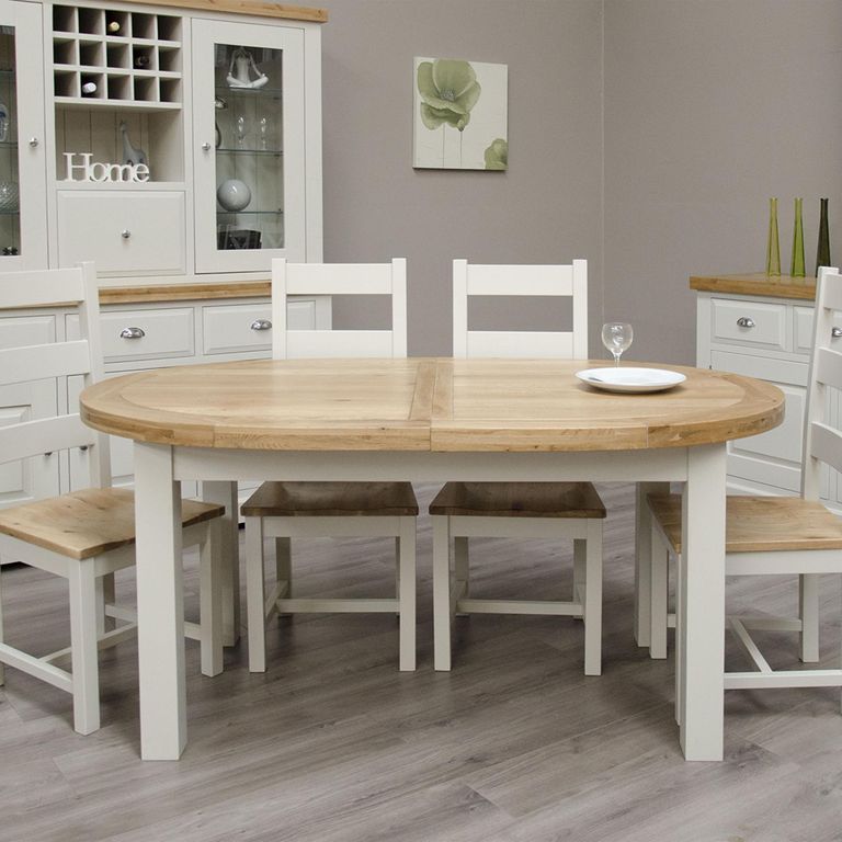 Deluxe Painted Oval Extending Dining Table - 6-10 Seater - 167cm-247cm