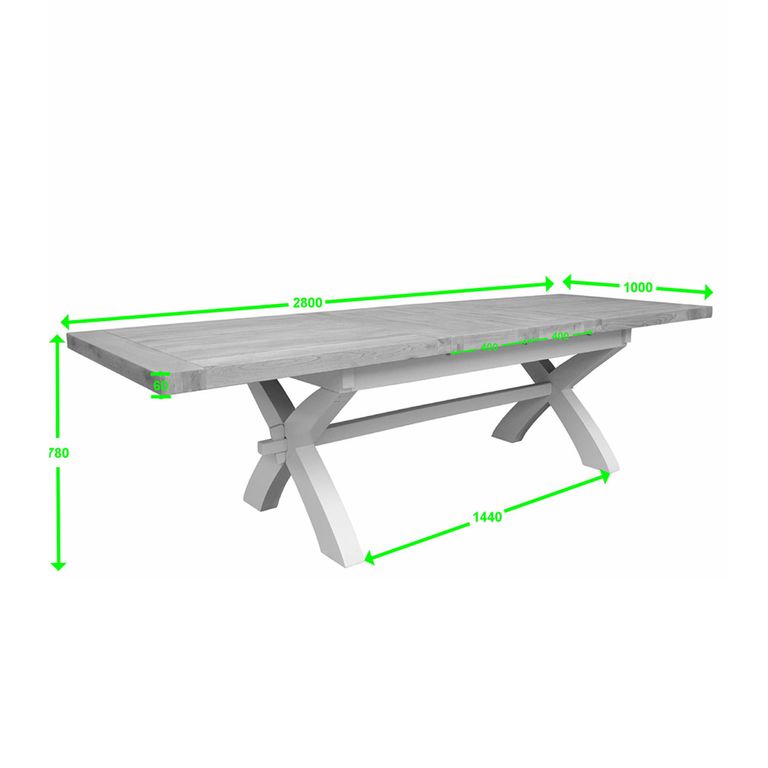 Deluxe Painted Extending Dining Table - 8-10 Seater - 200cm-280cm - X-Leg