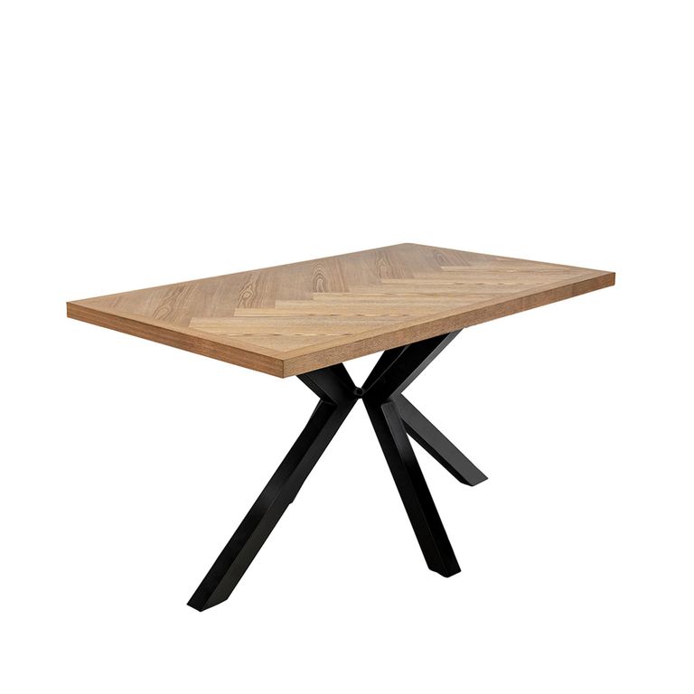 Zara Ash Herringbone 4 Seater Dining Table with Spider Legs - 140cm