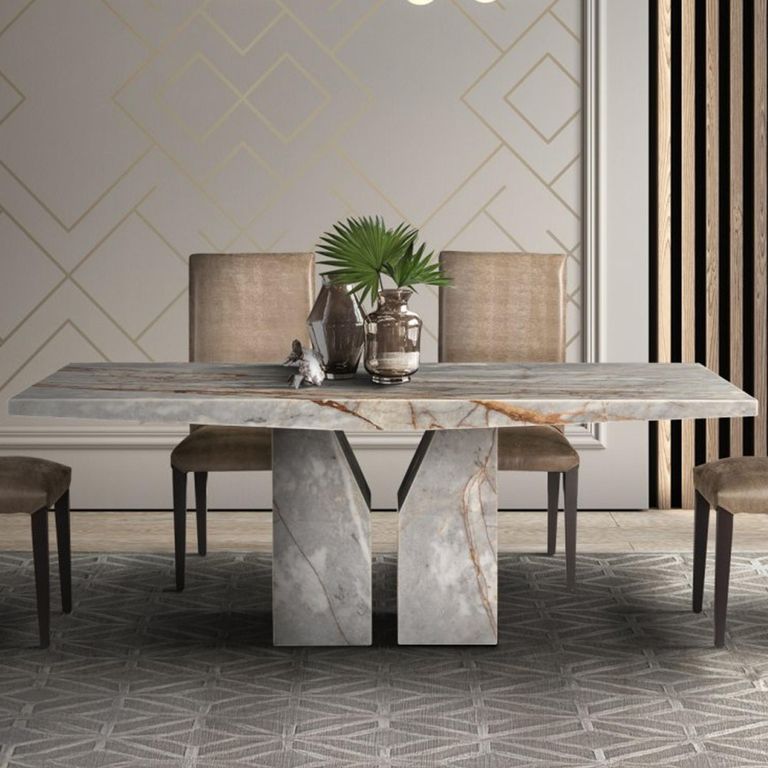 Zenith Dining Table - Marble with Pedestal Base - Variation Available