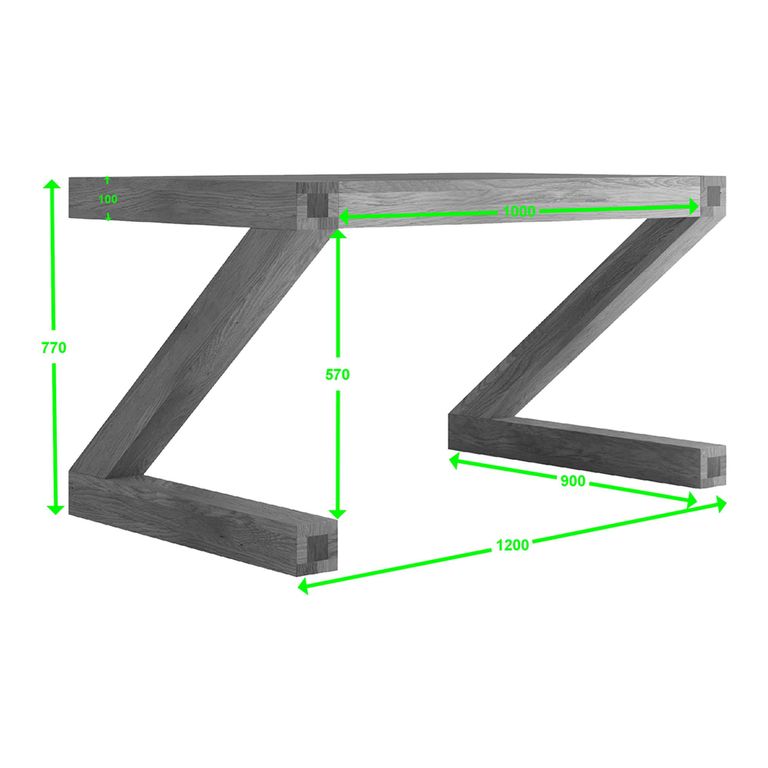 Z Designer Dining Table - 120cm - 4 Seater - Oak