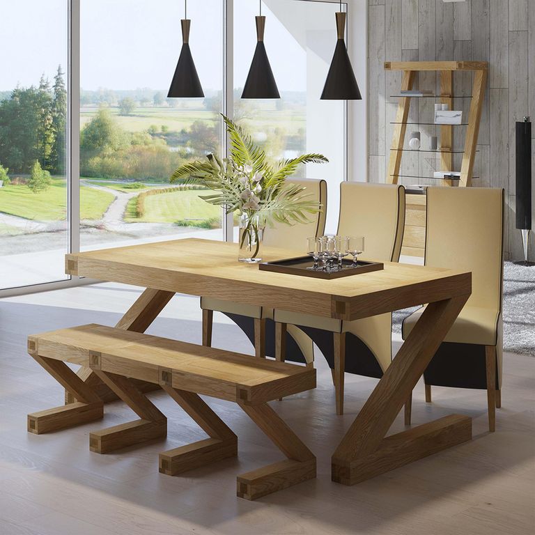 Z Designer Dining Table - 180cm - 6 Seater - Oak