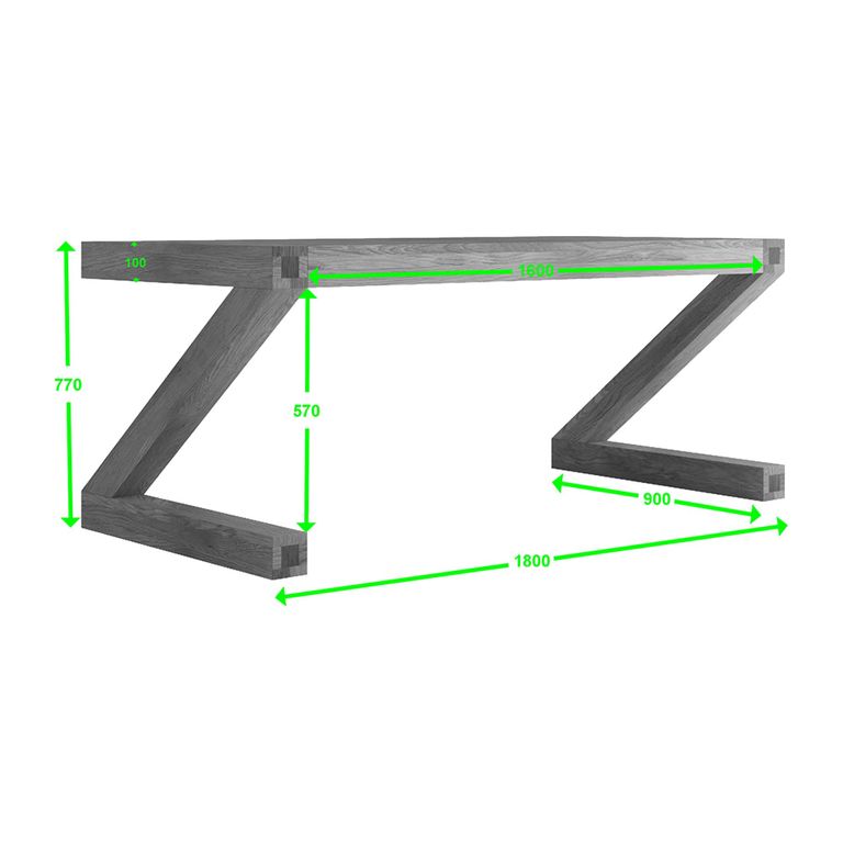 Z Designer Dining Table - 180cm - 6 Seater - Oak