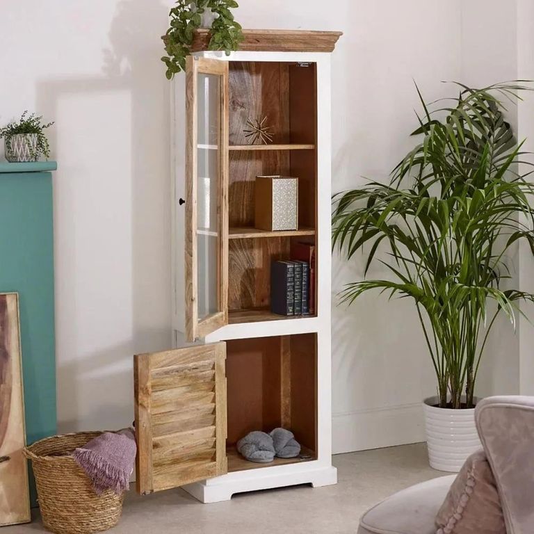 Alfie Display Cabinet - 1 Door - White - Mango Wood