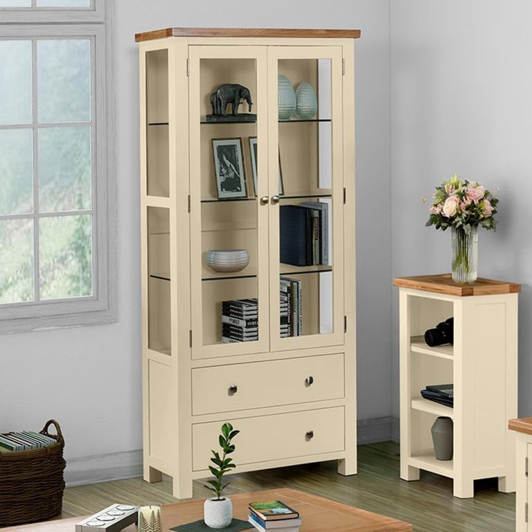 Lundy Display Cabinet - 2 Door - Ivory Painted