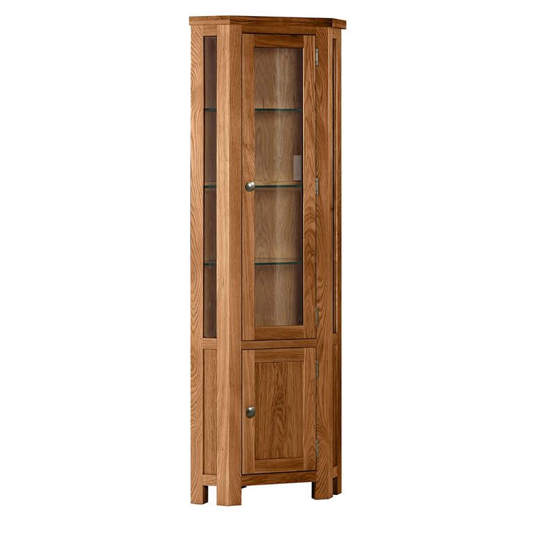 Original Corner Display Cabinet - 2 Door - Rustic Oak