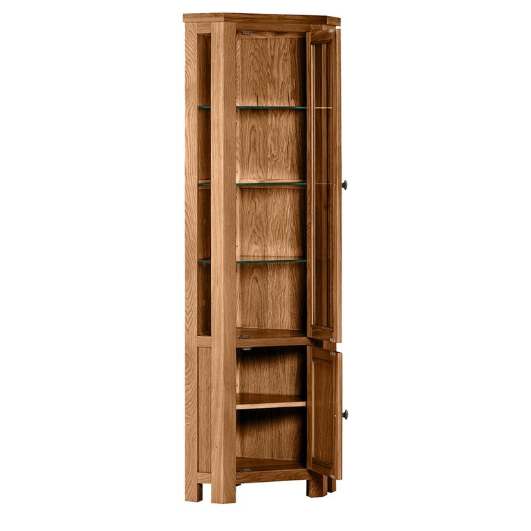 Original Corner Display Cabinet - 2 Door - Rustic Oak