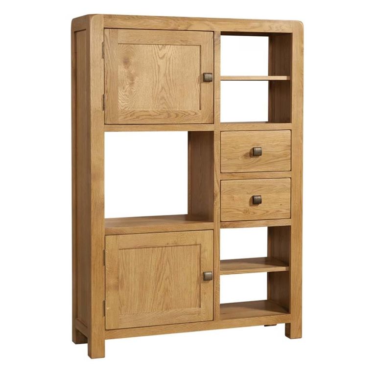 Curve High Display Cabinet - 2 Door - Oak