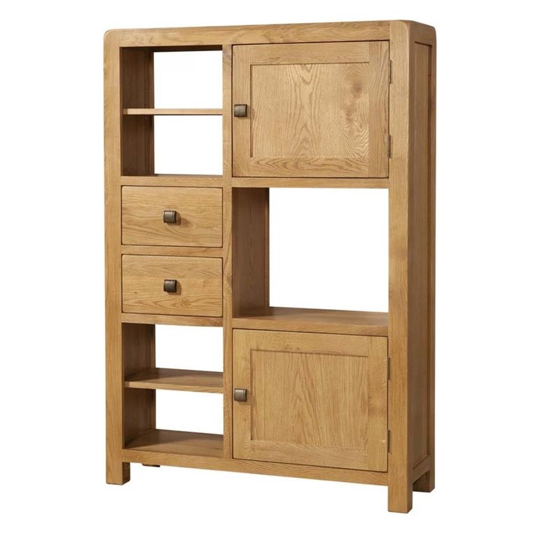 Curve High Display Cabinet - 2 Door - Oak