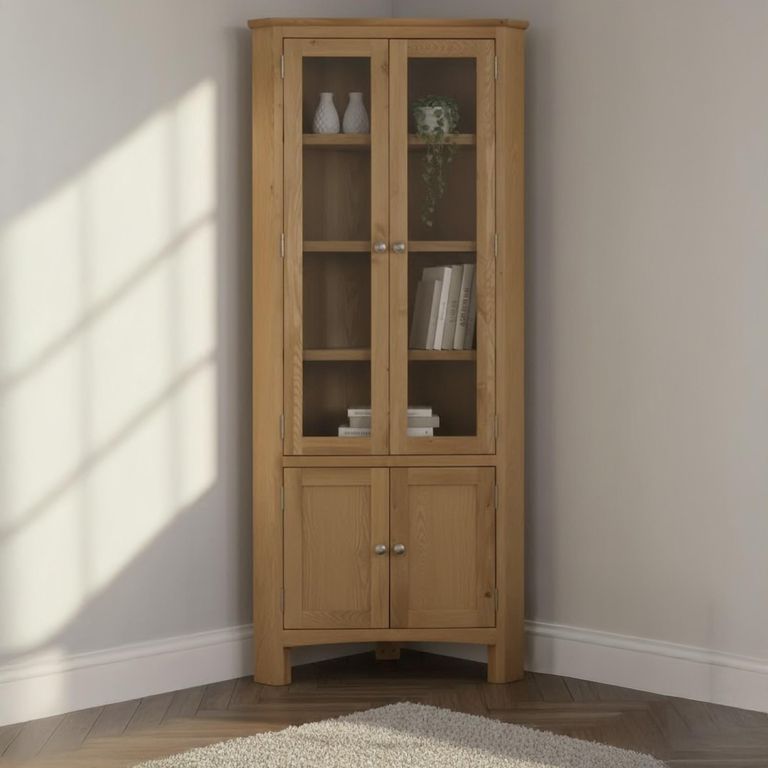 Kilkenny Corner Display Unit - 4 Door - Oak