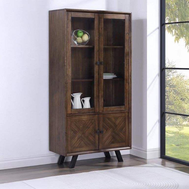Nevada Display Cabinet - 4 Door - Parquet Style Wood