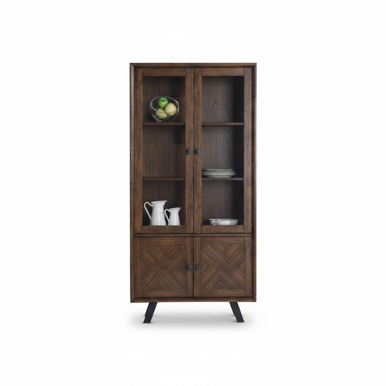 Nevada Display Cabinet - 4 Door - Parquet Style Wood