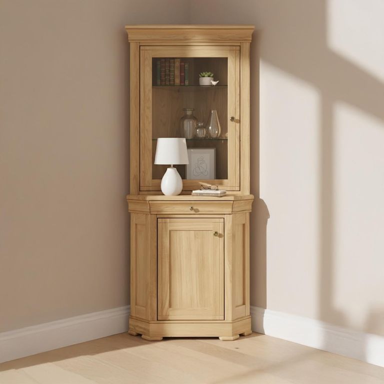 Moreno 2 Door Corner Display Cabinet - Oak