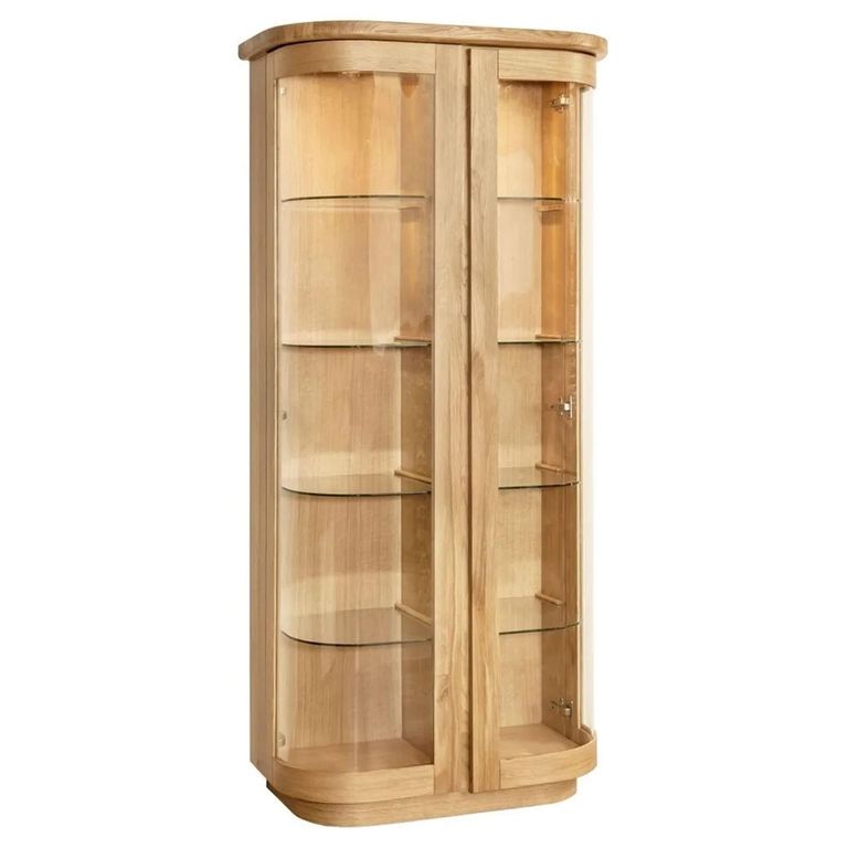 Sorento High Display Cabinet - 2 Glass Door - Oak