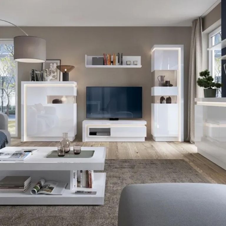 Clearance - Lyon Display Cabinet - LHD - Narrow - White Gloss - A539