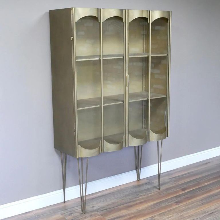 Clearance - Display Cabinet - 2 Door - Metal and Glass - Gold - FSS16979
