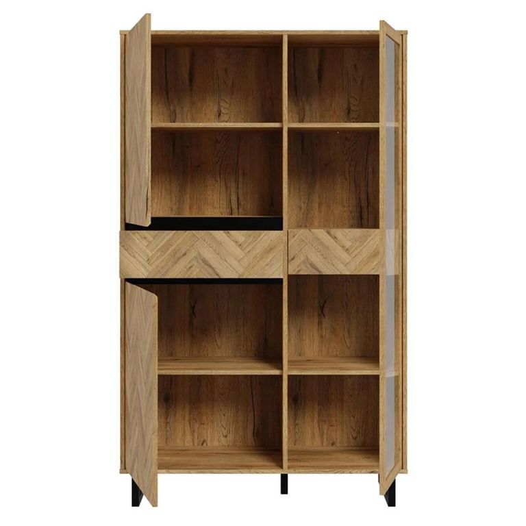 Chevron Display Cabinet - Oak