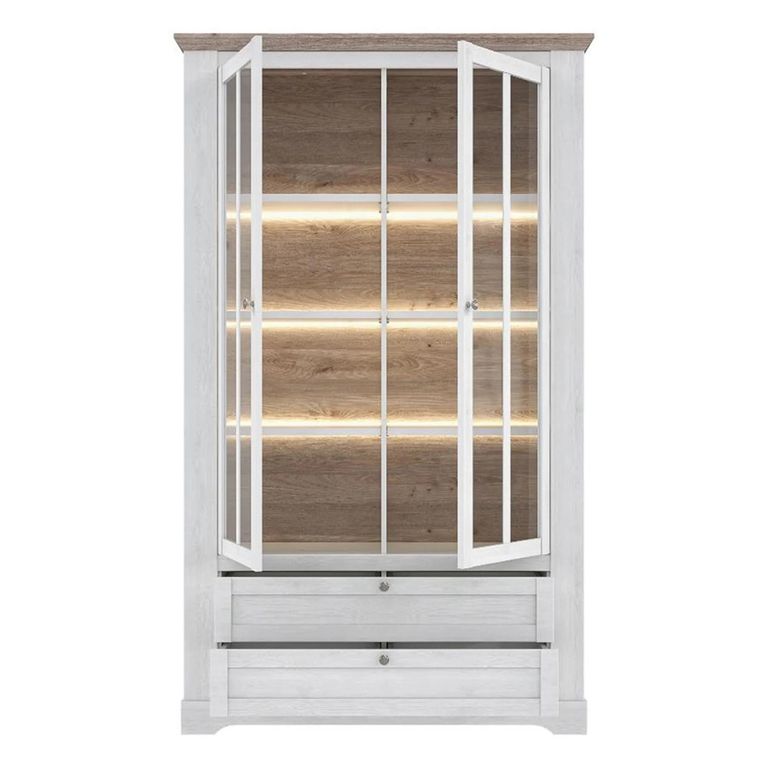 Illopa Display Cabinet - Snowy Oak and Oak Nelson