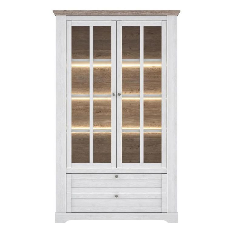 Illopa Display Cabinet - Snowy Oak and Oak Nelson