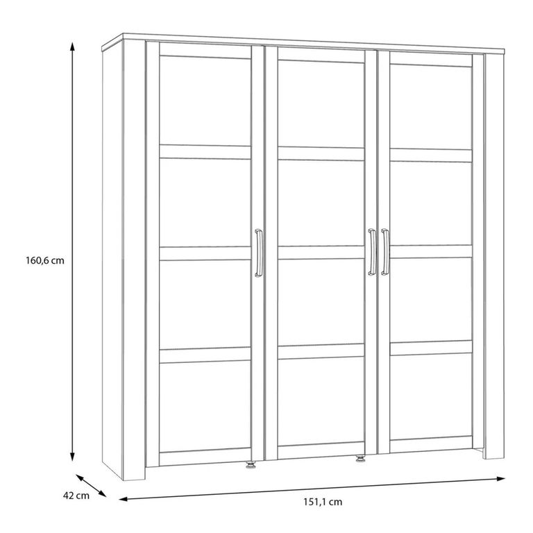 Bohol Display Cabinet - 3 Door - Large - Grey