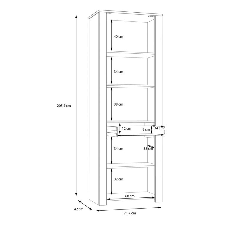 Bohol Display Cabinet - Narrow - Grey