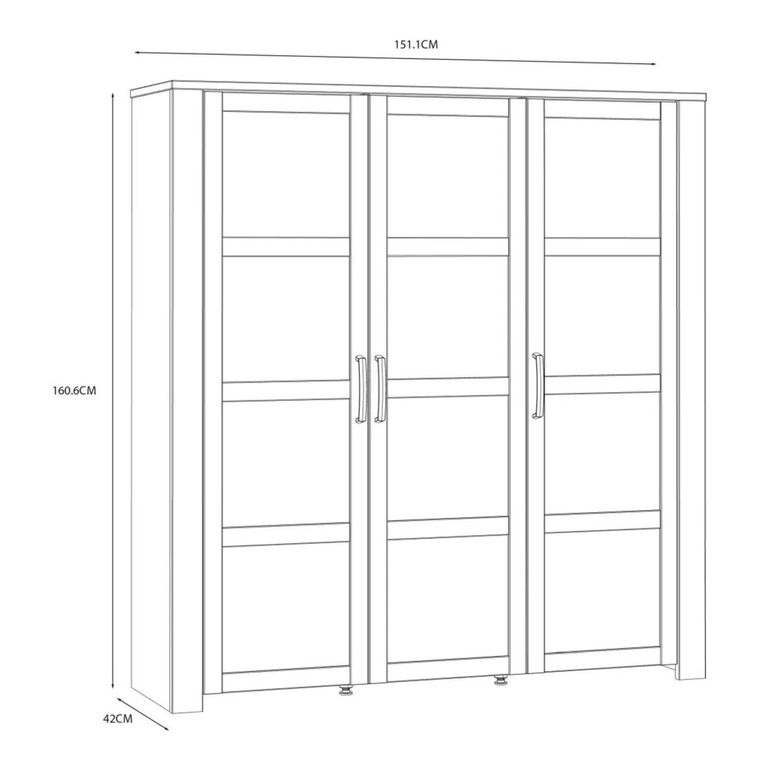Bohol Display Cabinet - 3 Door - Large - White