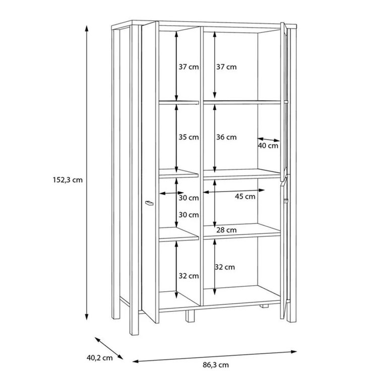 High Rock Display Cabinet - 3 Door - Oak