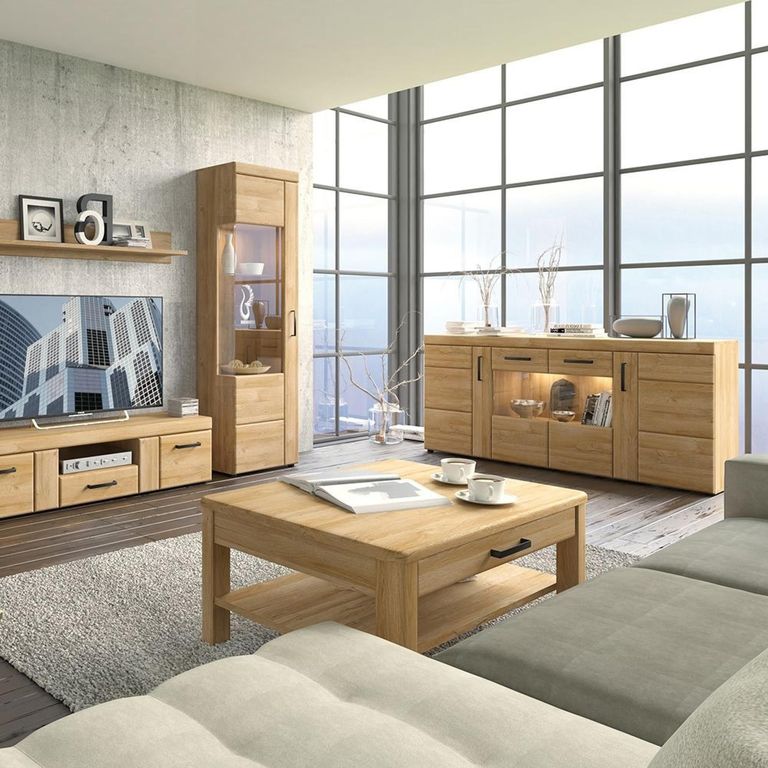 Cortina Display Cabinet - Tall - LHF - Glazed - Oak