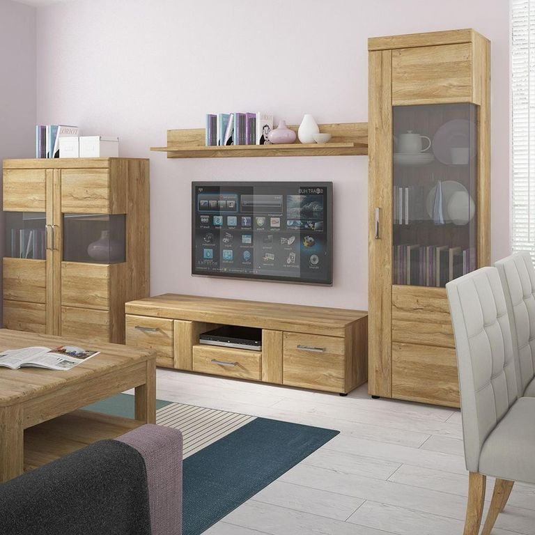 Cortina Display Cabinet - Tall - RHF - Glazed - Oak