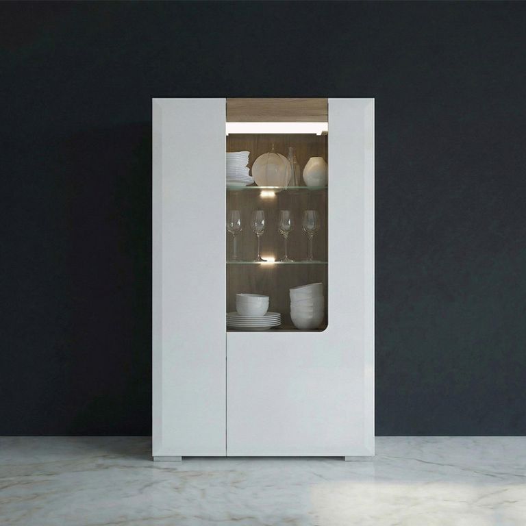 Toronto Display Cabinet - 2 Door - Low - Glazed - White Gloss
