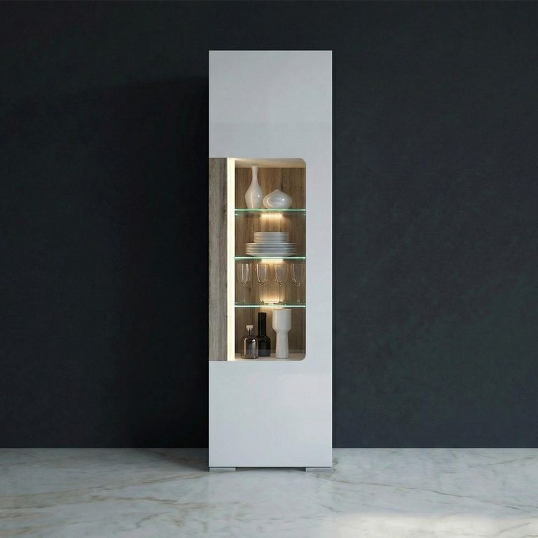 Toronto Display Cabinet - Narrow - Glazed - White Gloss
