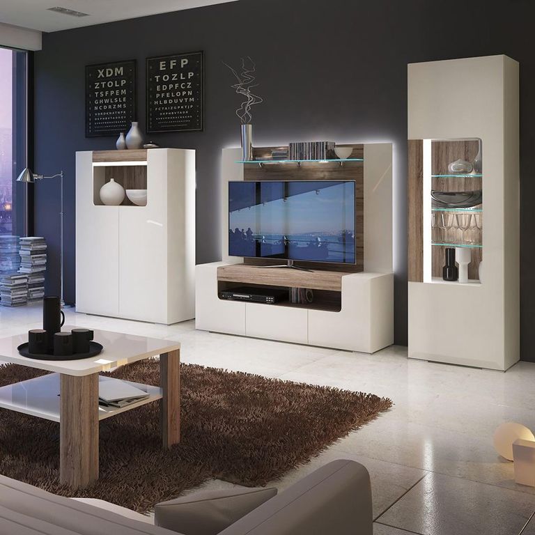 Toronto Display Cabinet - Narrow - Glazed - White Gloss