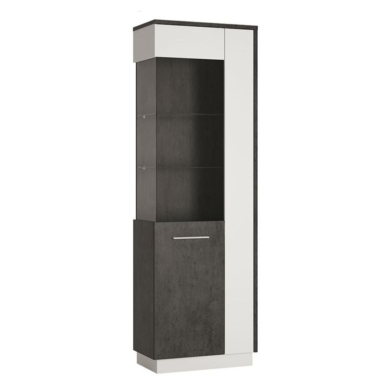 Zingaro Display Cabinet - Tall - LHF - Glazed - Grey and White